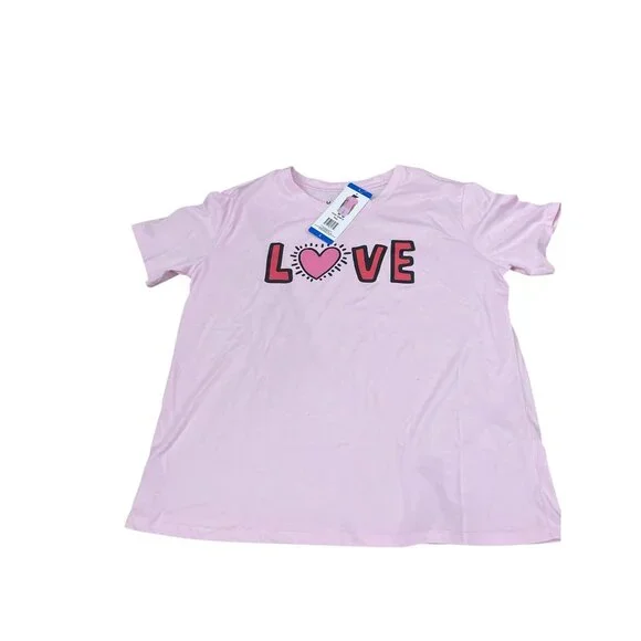 Keith Haring Pink Love Tee & Boxer Lounge Pajama Set Large NWT - Picture 4 of 8